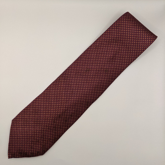 K&K Neckwear - Red and Blue Geometric Pattern Men's Neck Tie - Picture 1 of 3